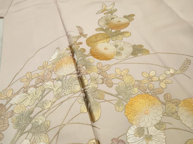 平和屋着物＃道行コート ロング丈 友禅 枝花文 正絹 逸品 未使用