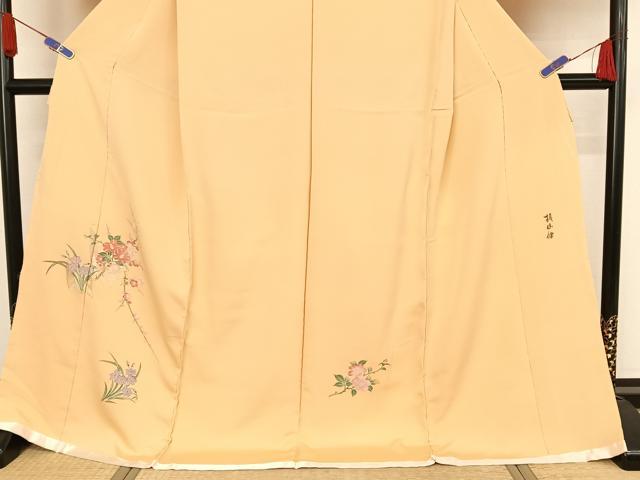 平和屋着物○本加賀友禅作家 梶山伸 紬 舞花文 正絹 逸品 AAAX0355np