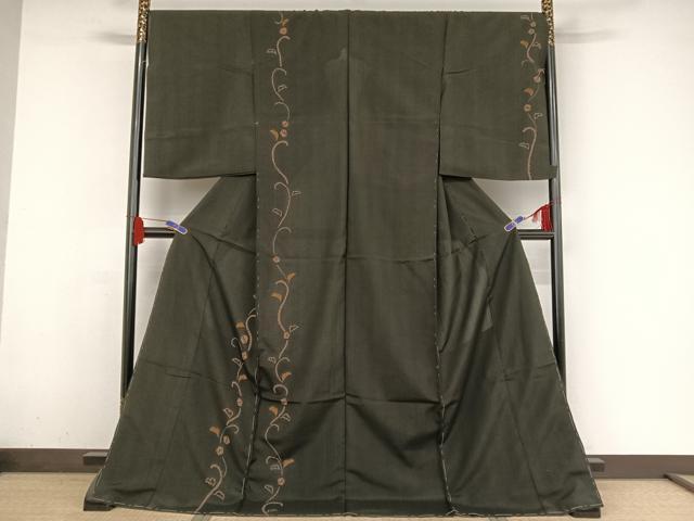 平和屋着物●訪問着　絞り　花唐草文　紬ちりめん　仮絵羽　正絹　逸品　未使用　AAAZ3013np