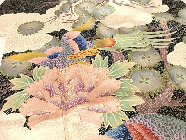 平和屋着物□紫綬褒章 巨匠『岩田専太郎』 振袖 駒刺繍 道長立波文 たたき