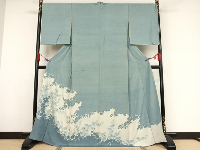 平和屋着物●人間国宝　小宮康孝　色留訪問着　江戸小紋　枝花シルエット　正絹　逸品　AAAZ3019np