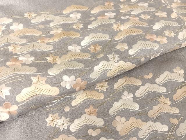 平和屋着物○総刺＆#32353； 訪問着 松梅文 金糸 正絹 逸品