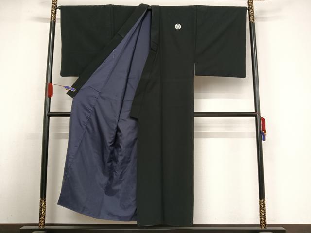 平和屋着物○男性 黒紋付 長羽織セット 正絹 逸品 AAAZ3036np