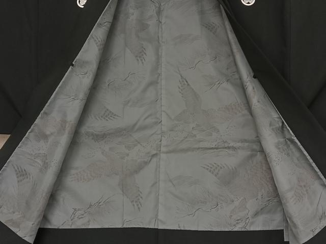 平和屋着物○男性 黒紋付 長羽織セット 正絹 逸品 AAAZ3036np 