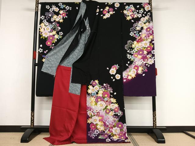 平和屋着物○豪華振袖 舞花文 暈し染め 仮絵羽 逸品 未