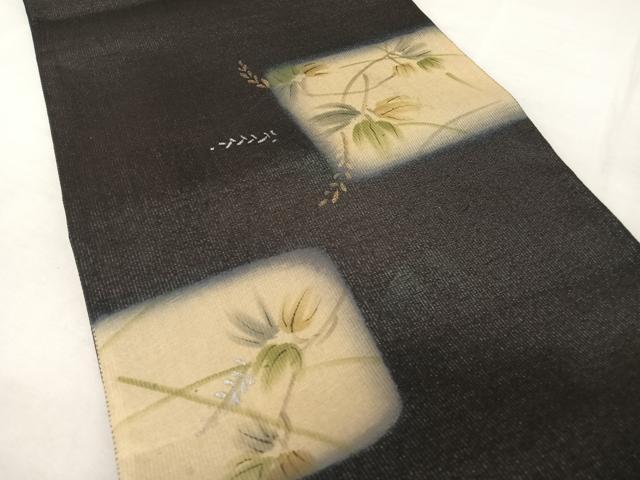 平和屋着物＊夏物　太鼓柄袋帯　手描き　枝花文　金銀彩　正絹　逸品　AAAZ3098np 平和屋着物＊夏物 太鼓柄袋帯 手描き 枝花文 金銀彩 正絹 逸品