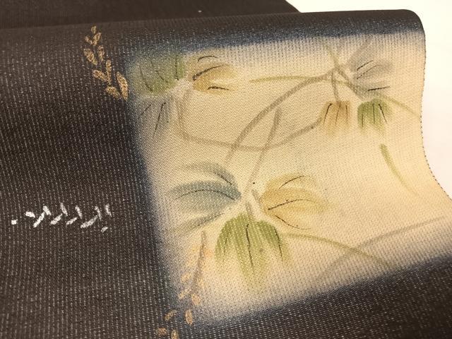 平和屋着物＊夏物 太鼓柄袋帯 手描き 枝花文 金銀彩 正絹 逸品