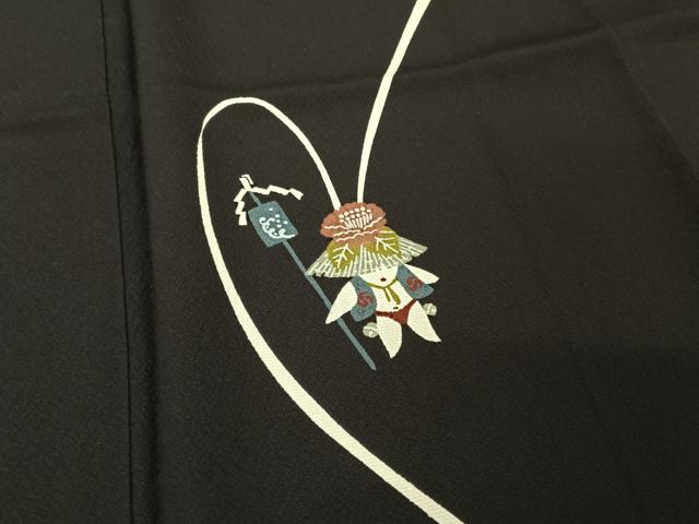 平和屋着物●世界的人形師　辻村寿三郎　ジュサブロー　訪問着　うさぎ　兎　黒地　正絹　逸品　AAAZ3106np 平和屋着物○世界的人形師 辻村寿三郎 ジュサブロー 訪問着 うさぎ 兎