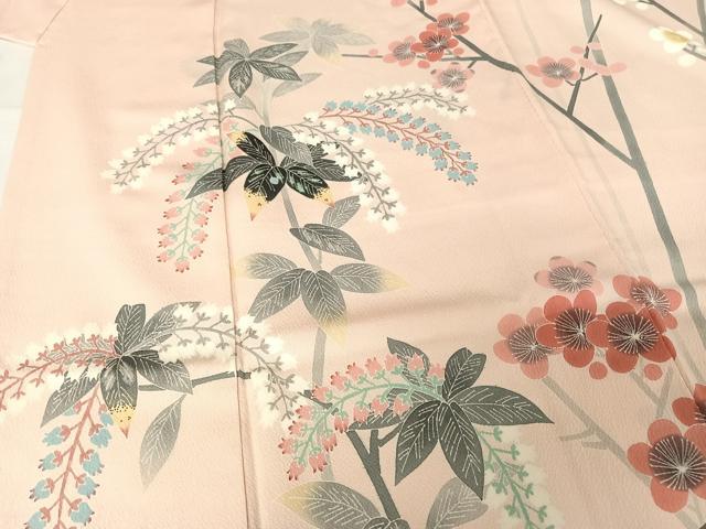 平和屋着物○人間国宝・羽田登喜男 訪問着 枝梅に藤花房 反