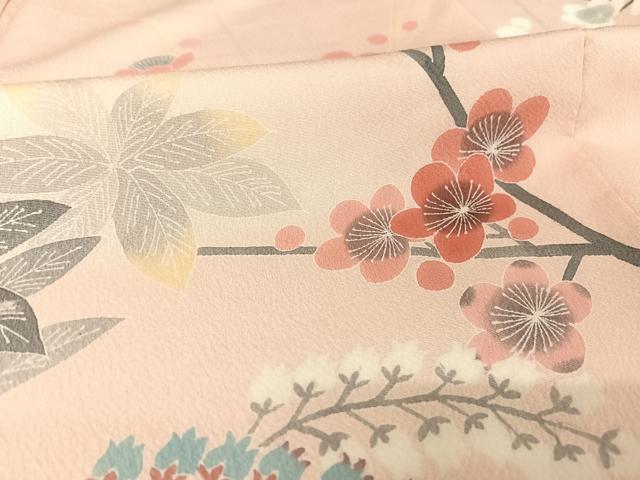 平和屋着物○人間国宝・羽田登喜男 訪問着 枝梅に藤花房 反