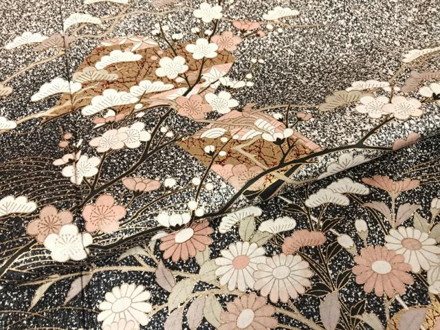 平和屋着物○訪問着 枝梅に冊子 たたき染め 金彩 正絹 逸品 AAAZ3113np