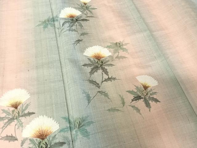 平和屋着物▽筬園紅花紬　米沢　草木染　単衣　作家物　格子　証紙付き　正絹　逸品　DAAV5216az 平和屋着物▽筬園紅花紬 米沢 草木染 単衣 作家物 格子 証紙