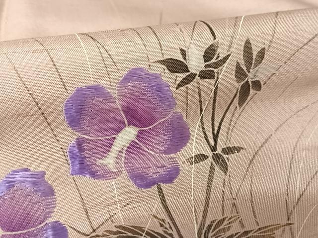 平和屋着物○訪問着 紬地 刺繍 草花文 金銀彩 正絹 逸品 AAAZ3123np