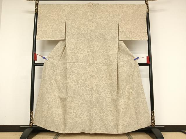 平和屋着物●結城紬　100亀甲　流水花文　さが美扱い　正絹　逸品　AAAZ3126np 平和屋着物○結城紬 100亀甲 流水花文 さが美扱い 正絹 逸品 AAAZ3126np