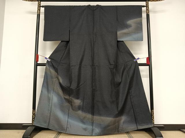 平和屋着物●本場染大島紬　訪問着　流水文　正絹　逸品　AAAZ3128np