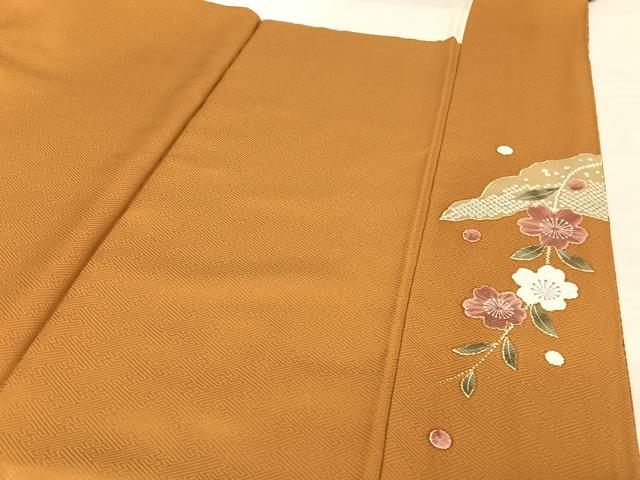 平和屋着物○訪問着 流水草花文 たたき染め 金彩 正絹 逸品 未使用