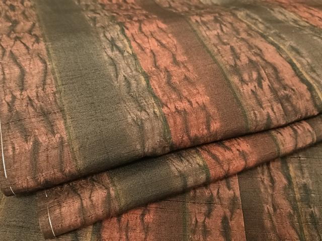 平和屋着物●上質な紬  杢目絞り　縞　正絹　逸品　未使用　AAAZ3155np