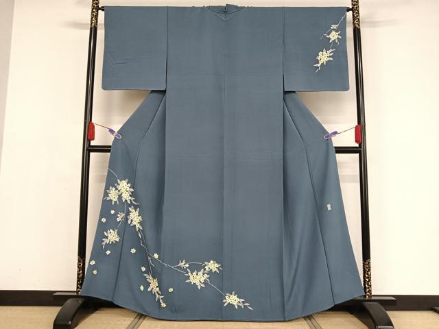 平和屋着物●本加賀友禅作家　向秀三　訪問着　草花文　正絹　逸品　AAAZ3187np