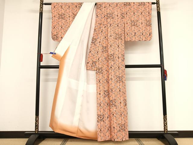 平和屋着物●上質な小紋　紬地　辻が花　正絹　逸品　未使用　CAAW4469hy 平和屋着物○上質な小紋 紬地 辻が花 正絹 逸品 未使用 CAAW4469hy