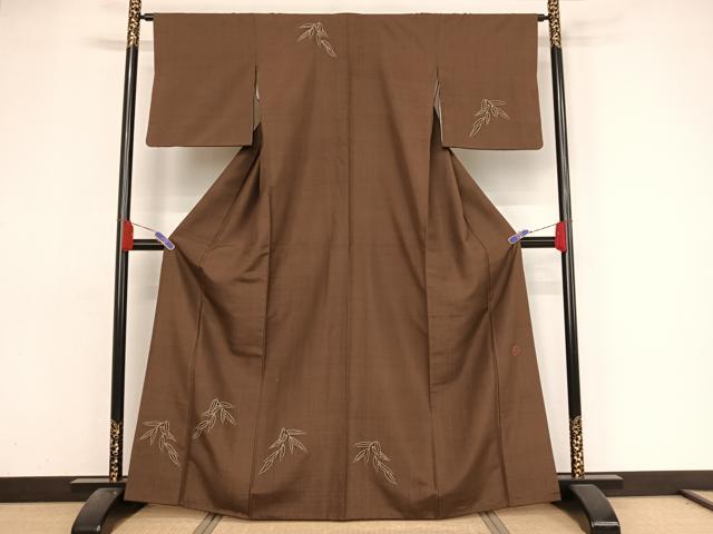 平和屋着物●訪問着　作家物　紬地　刺し子　笹文　やまと金ラベル　正絹　逸品　AAAZ3199np