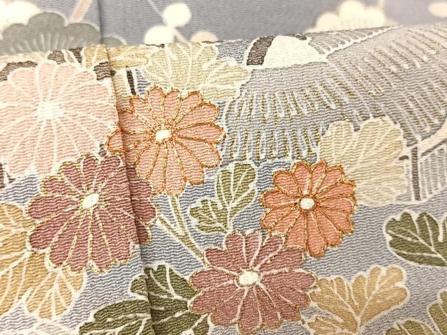 平和屋着物○訪問着 友禅 駒刺繍 流水風景文 暈し染め 金糸