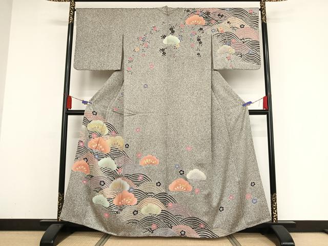 平和屋着物○訪問着 松文 たたき染め 金彩 正絹 逸品 AAAZ3211np