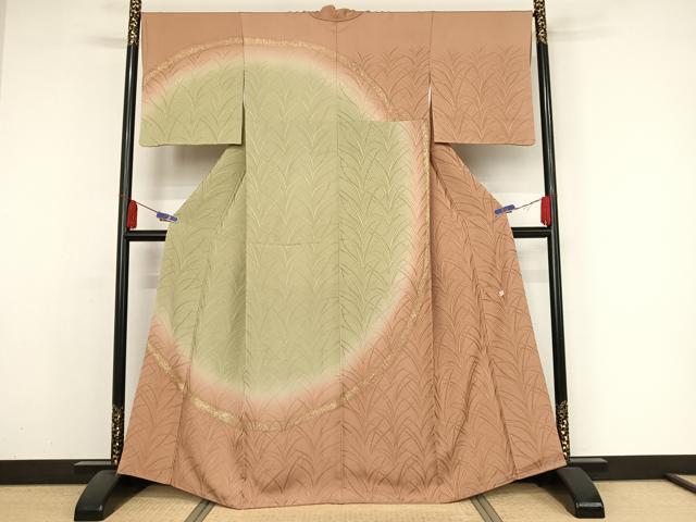 平和屋着物●あめや藤本　藤本最慶　訪問着　草木地紋　大円　暈し染め　金銀彩　正絹　逸品　AAAZ3215np