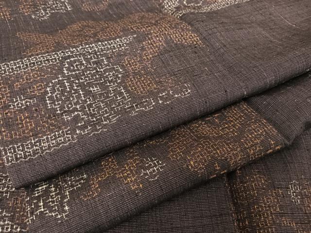 平和屋着物●結城紬　80亀甲　横段花文　正絹　逸品　AAAZ3220np