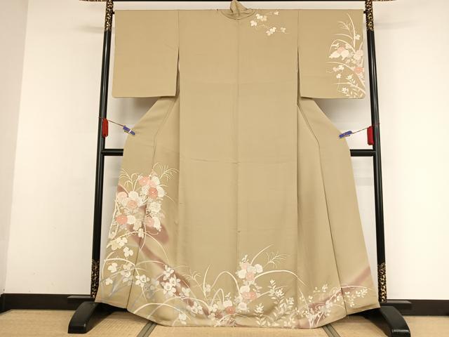 平和屋着物●訪問着　駒刺繍　草花文　暈し染め　金糸　金彩　鈴乃屋扱い　正絹　逸品　AAAZ3234np