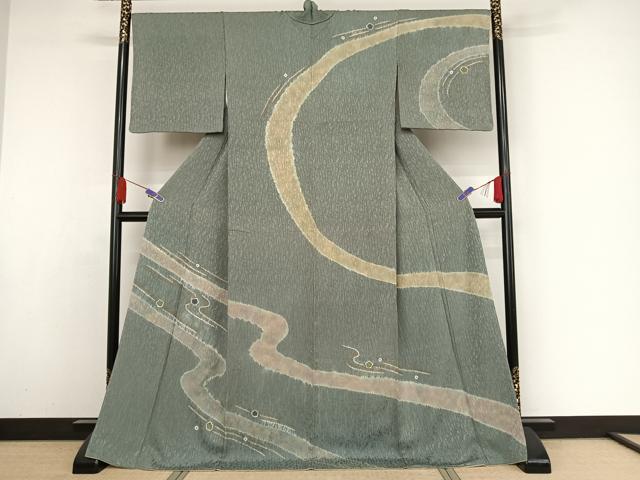平和屋着物●訪問着　絞り　流水花文　ロング丈　正絹　逸品　未使用　AAAZ3237np