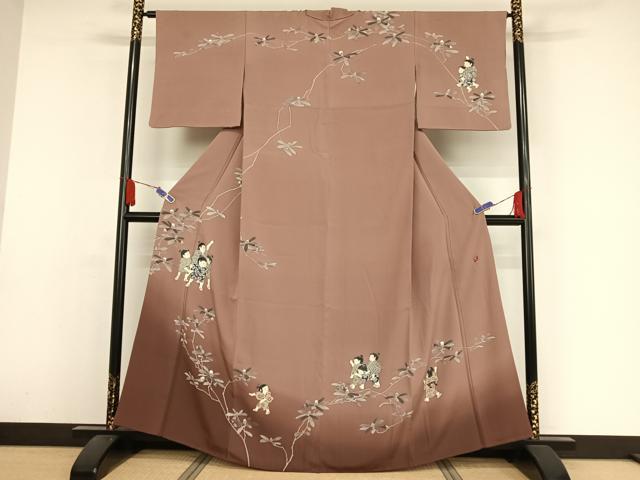 平和屋着物●十日町友禅作家　関口遼一　訪問着　童子遊び　騎馬戦　暈し染め　三越扱い　正絹　逸品　AAAZ3254np