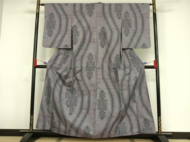 平和屋着物●本場大島紬　一元絣　幾何学花文　正絹　逸品　AAAZ3258np