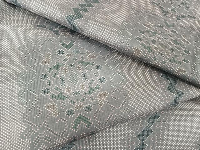 平和屋着物○本場大島紬 一元絣 幾何学花文 正絹 逸品 AAAZ3258np 紬