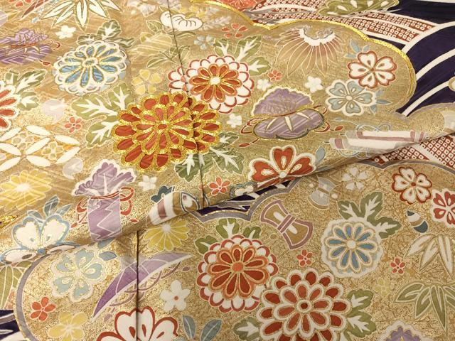 平和屋着物○豪華振袖 駒刺繍 百華繚乱 雲取り吉祥花文 丹後ちりめん