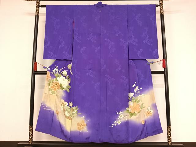 平和屋着物●アンティーク　大正ロマン　色留袖　駒刺繍　牡丹に橘　暈し染め　金糸　正絹　逸品　AAAZ3269np