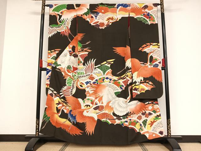 は*な様 (あ789)赤黒白 鋭い向い鶴 アンティーク振袖㊗️金駒刺繍 は*な様 (あ789)赤黒白 鋭い向い鶴 アンティーク振袖㊗️金駒