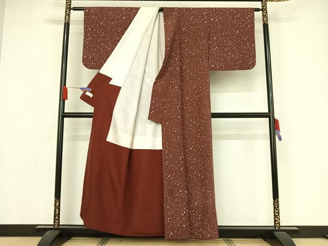 平和屋着物▽上質な小紋 単衣 霞文 正絹 逸品 AAAY7273jh