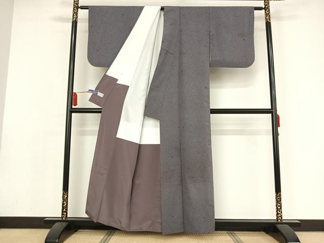 平和屋着物○銀座もとじ 小紋 月夜野 間道 たとう紙付き 正絹 逸品