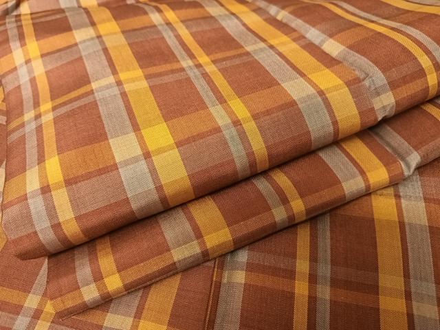 平和屋着物●黄八丈　紬　格子　正絹　逸品　AAAZ3306np