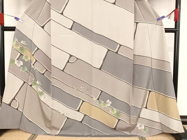 平和屋着物●京都の名門ブランド　銀花仙　訪問着　石垣　STONEFENCE　正絹　逸品　AAAZ3324np 平和屋着物○京都の名門ブランド 銀花仙 訪問着 石垣 STONEFENCE 正絹