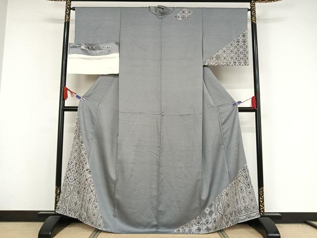 平和屋着物●京版画　清水章夫　訪問着　ペルシャ　反端付き　胴抜き仕立て　正絹　逸品　AAAZ3362np