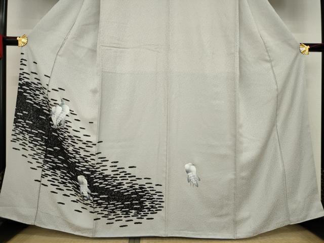 平和屋着物●訪問着　手描き　シロサギ　金彩　正絹　逸品　AAAZ3730ck 平和屋着物○訪問着 手描き シロサギ 金彩 正絹 逸品 AAAZ3730ck