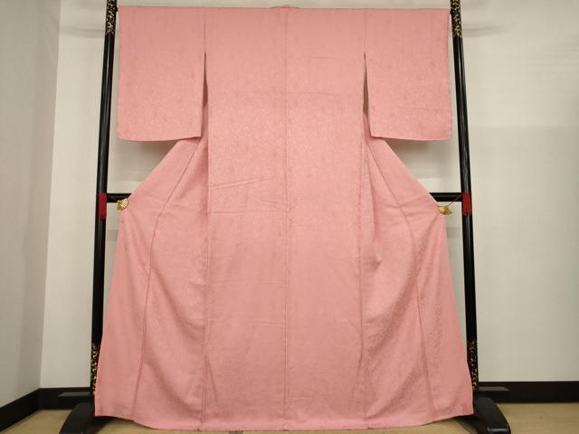 平和屋着物□上質な色無地 花唐草地紋 浅蘇芳色 正絹 逸品