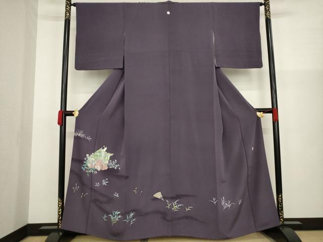 平和屋着物●本加賀友禅作家　毎田健治　訪問着　能面　人物文　正絹　逸品　AAAZ3763ck