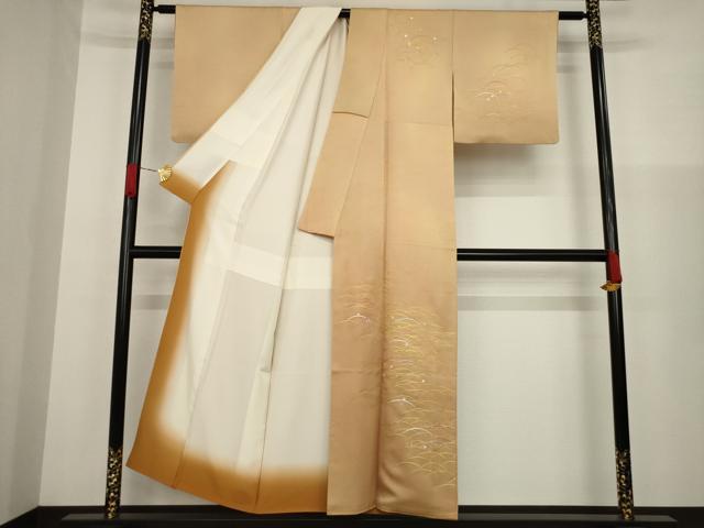 平和屋着物○人間国宝 福田喜三郎 訪問着 刺繍 陶器文 暈し染め