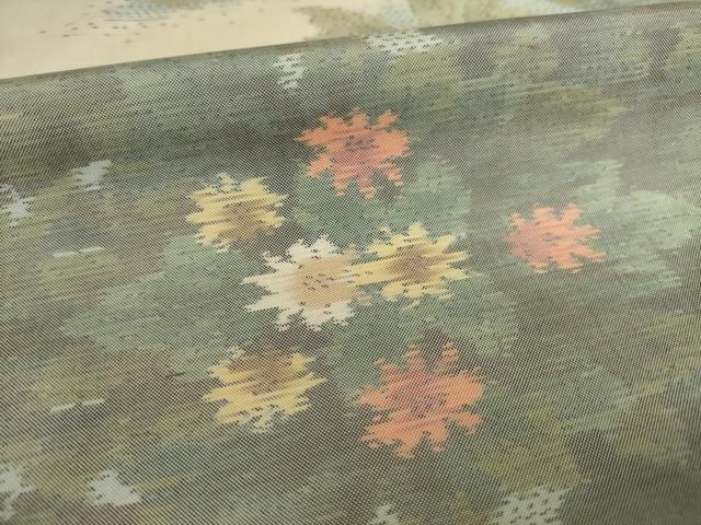 平和屋着物○本場大島紬 総絣 草花文 正絹 逸品 未使用 CAAS7088yc