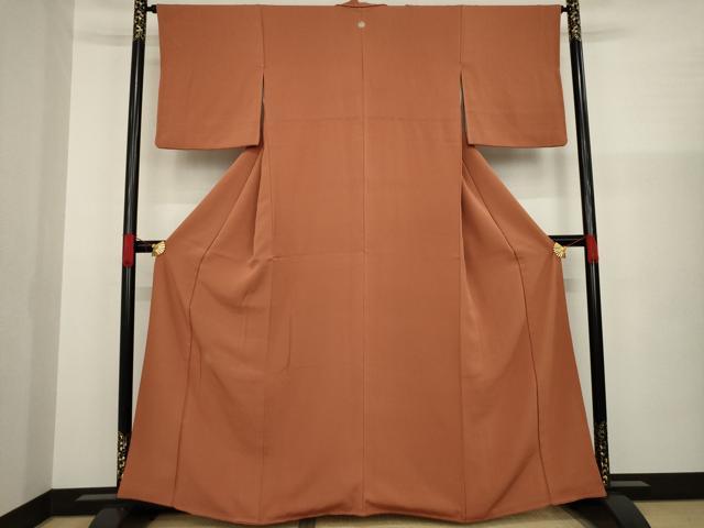 平和屋着物●ファッションデザイナー 花井幸子　色無地　柿渋色　正絹　逸品　AAAZ3793ck 平和屋着物○ファッションデザイナー 花井幸子 色無地 柿渋色 正絹