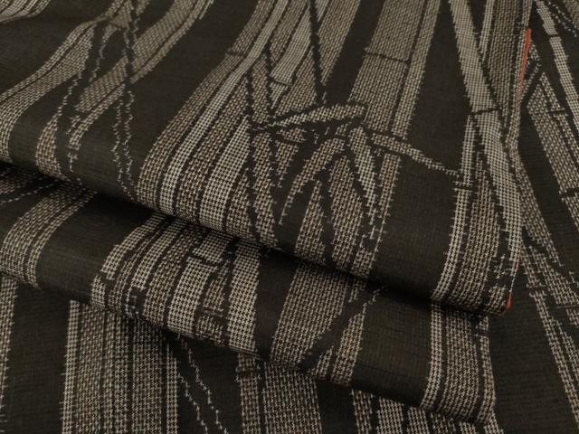 平和屋着物●上質な紬　笹竹文　正絹　逸品　AAAZ3804ck