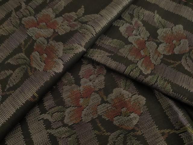 平和屋着物●本場大島紬　枝花文　正絹　逸品　AAAZ3813ck