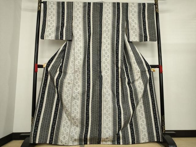 平和屋着物●上質な紬　縞　正絹　逸品　AAAZ3814ck